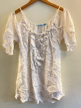 Solitaire White Crochet-Front Women's Cover Up